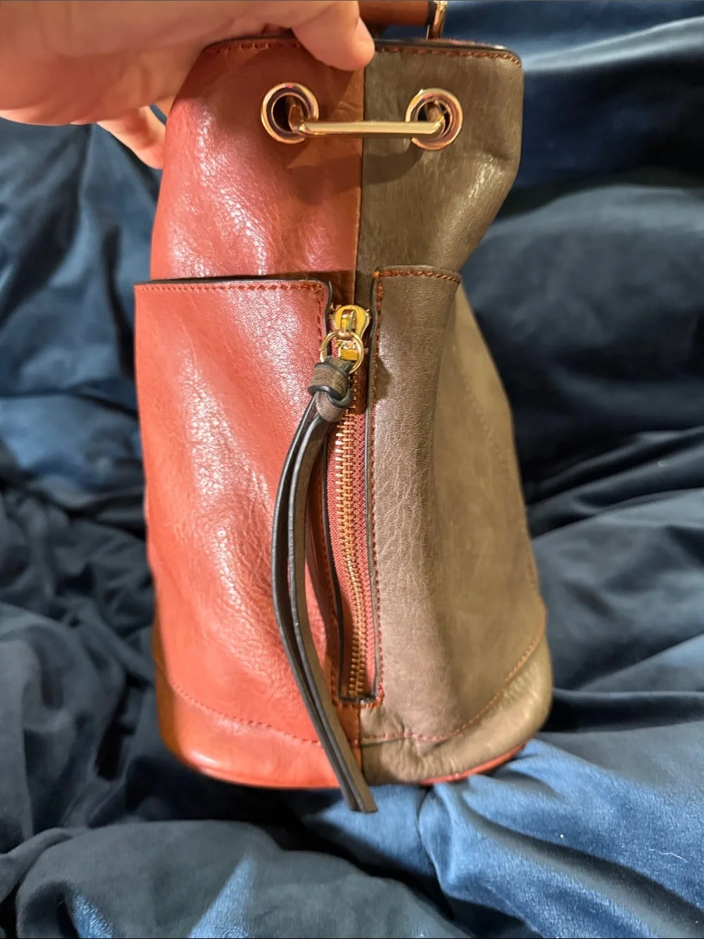 Steve Madden two toned Leather Shoulder Bag with Front Pockets